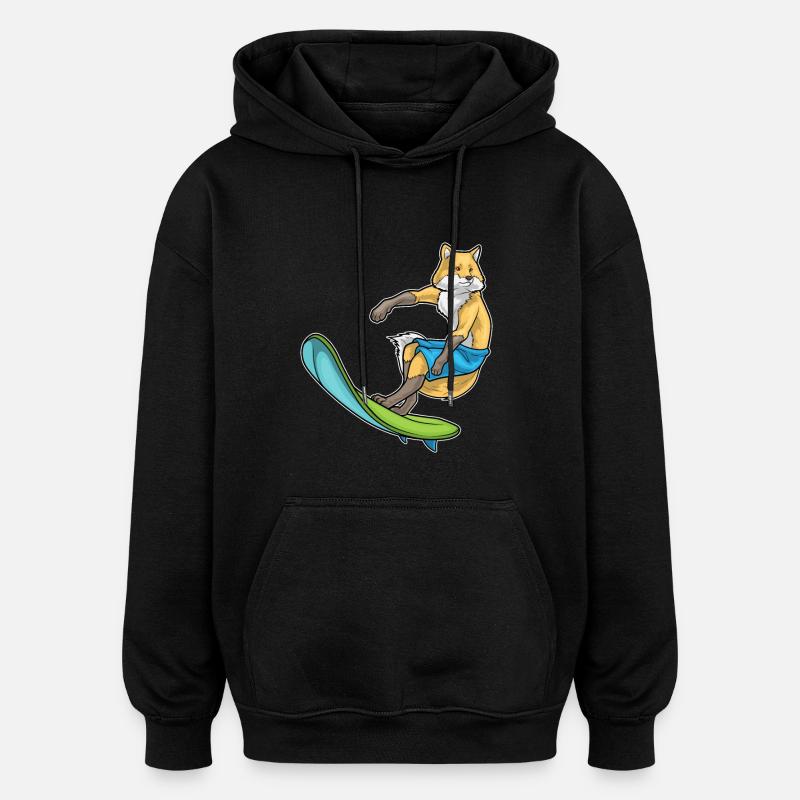 Fuchs Surfer Surfbrett - Oversized Unisex Hoodie - Schwarz