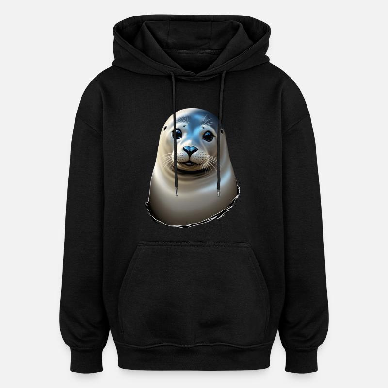 Schöne Robbe - Oversized Unisex Hoodie - Schwarz