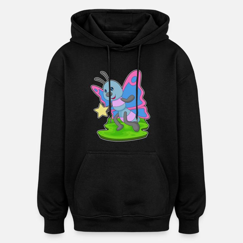 Étoile papillon - Sweat à capuche oversize unisexe - noir