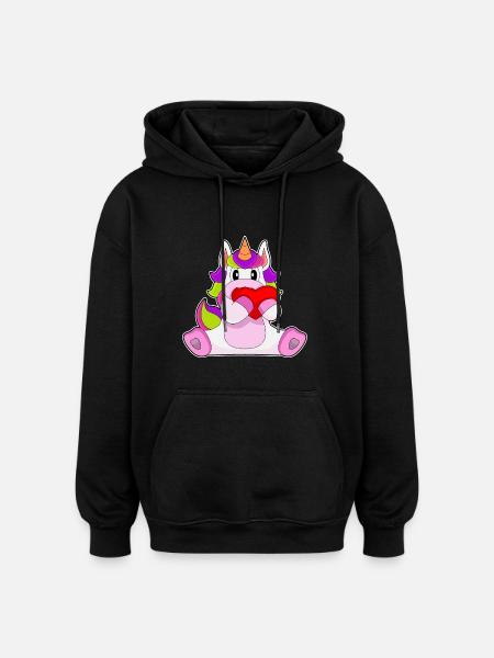 Unicorn Heart - Oversized Unisex Hoodie - black