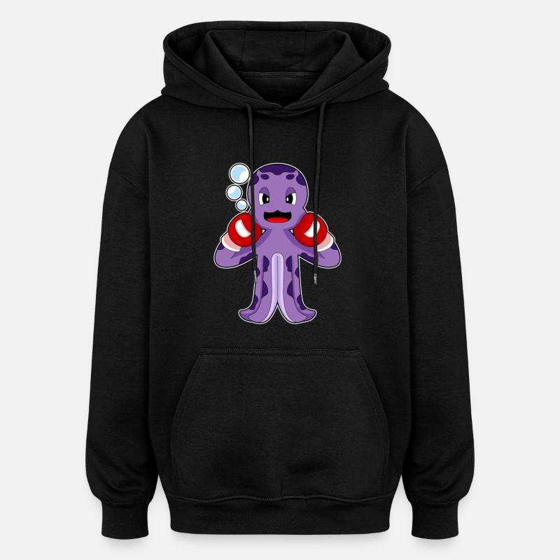 Krake Boxer Boxhandschuhe Boxen - Oversized Unisex Hoodie - Schwarz