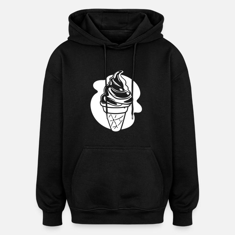 Dessin de crème glacée - Sweat à capuche oversize unisexe - noir