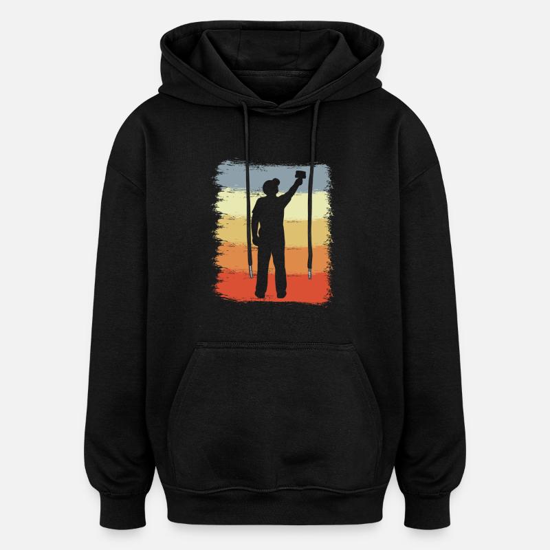 Maler Retro Look - Oversized Unisex Hoodie - Schwarz