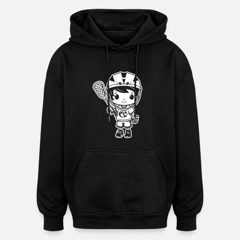 Lacrosse Junge - Oversized Unisex Hoodie - Schwarz