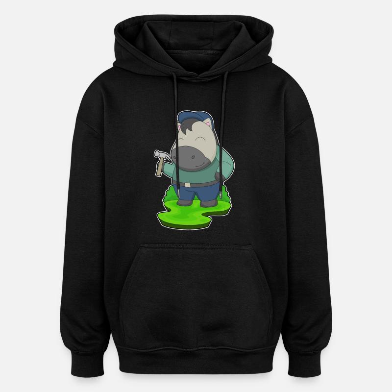 Cheval Artisan Marteau - Sweat à capuche oversize unisexe - noir