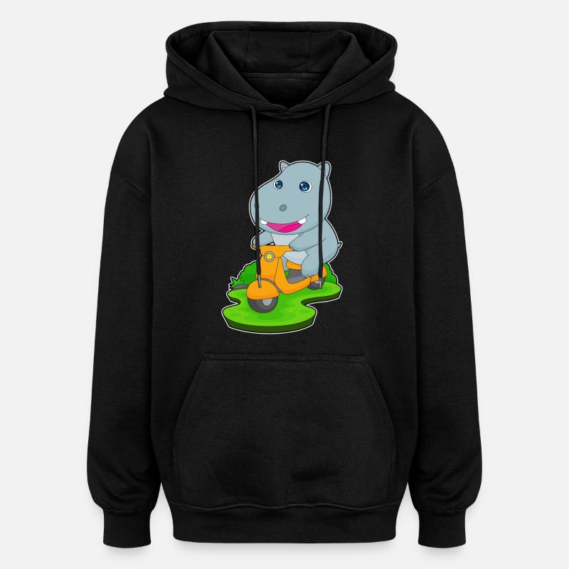 Nilpferd Motorroller - Oversized Unisex Hoodie - Schwarz