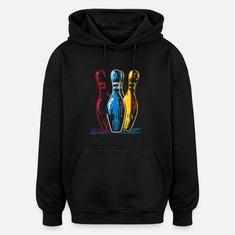 Dessin de bowling à l’ancienne - Sweat à capuche oversize unisexe - noir