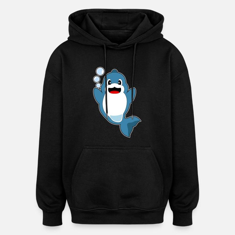 Bulles d’eau de dauphin - Sweat à capuche oversize unisexe - noir