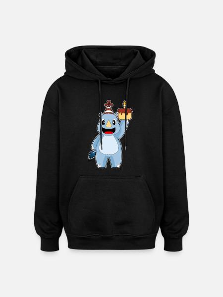 Gâteau d’anniversaire rhinocéros - Sweat à capuche oversize unisexe - noir
