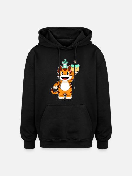 Tiger Birthday Cake - Oversized Unisex Hoodie - black