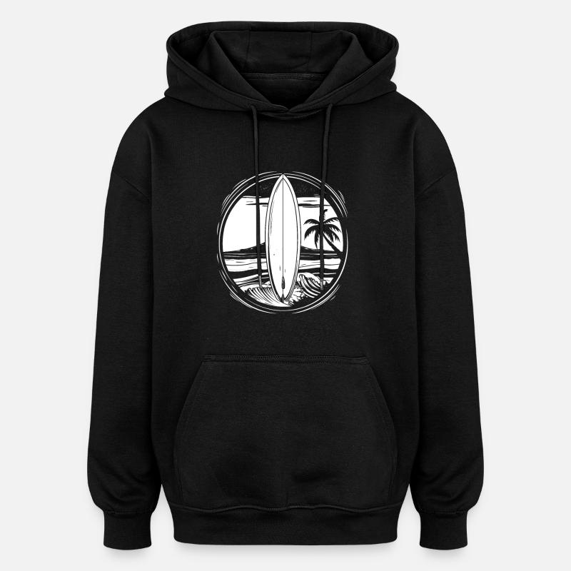 Croquis de surf - Sweat à capuche oversize unisexe - noir