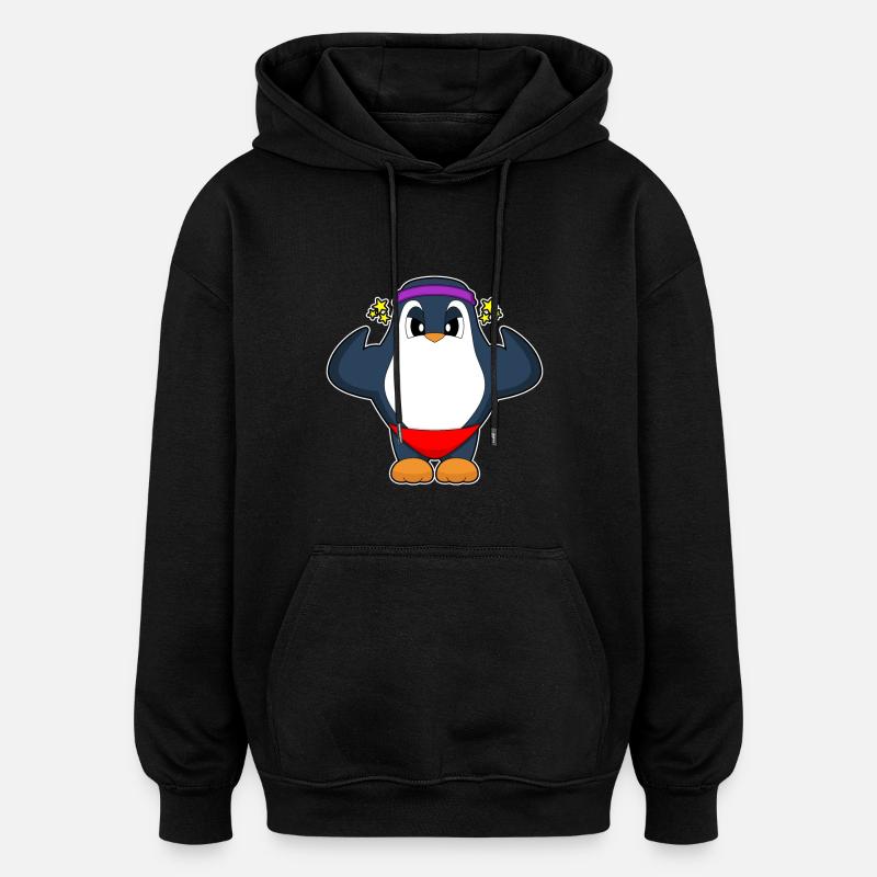 Penguin Bodybuilder Bodybuilding Sport - Sweat à capuche oversize unisexe - noir