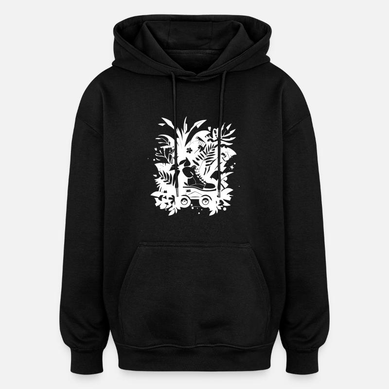 Rollschuhlaufen Comic - Oversized Unisex Hoodie - Schwarz
