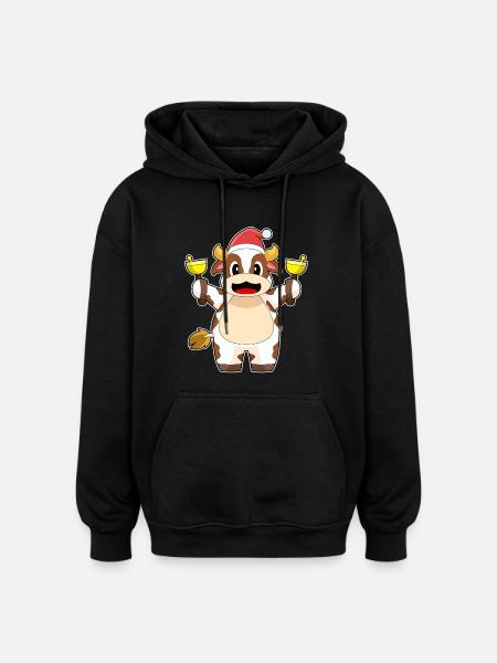 Cloches de Noël Vache Noël - Sweat à capuche oversize unisexe - noir