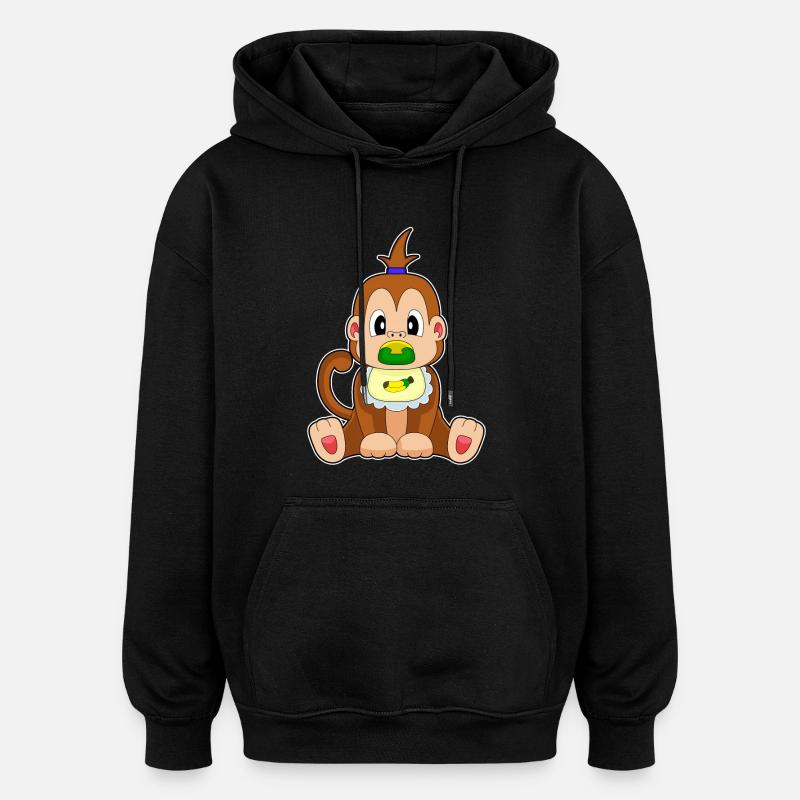 Affe Baby Lätzchen Schnuller - Oversized Unisex Hoodie - Schwarz
