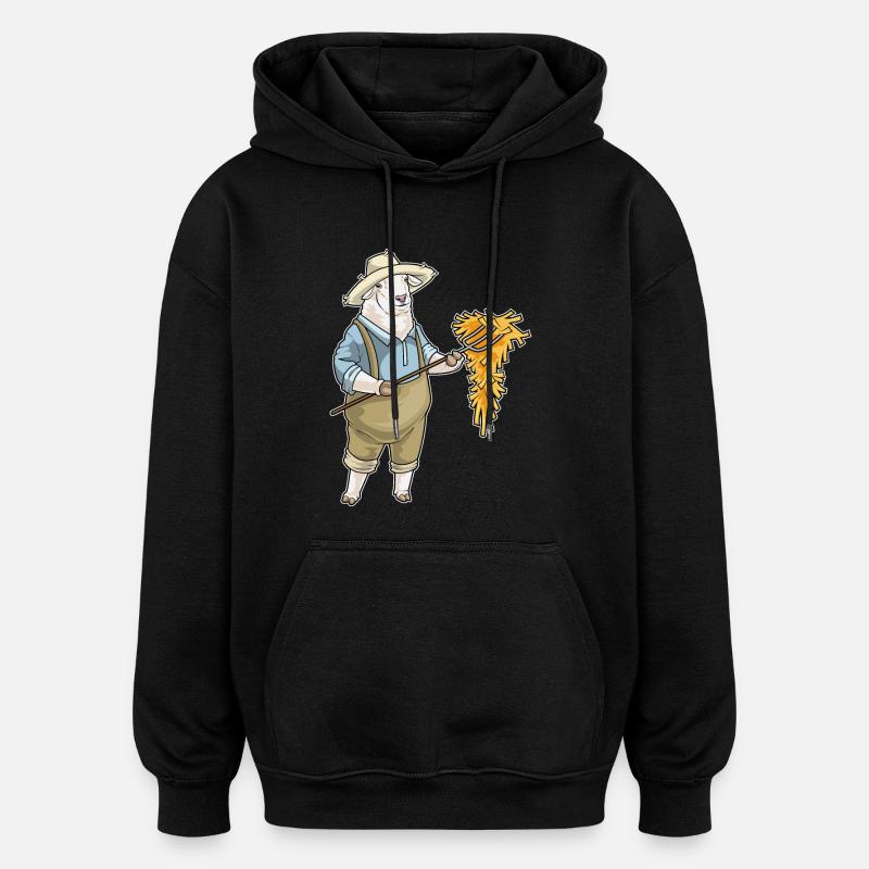 Mouton Éleveur Paille - Sweat à capuche oversize unisexe - noir