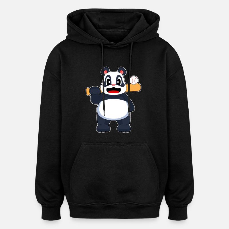 Panda Baseball Baseballschläger - Oversized Unisex Hoodie - Schwarz
