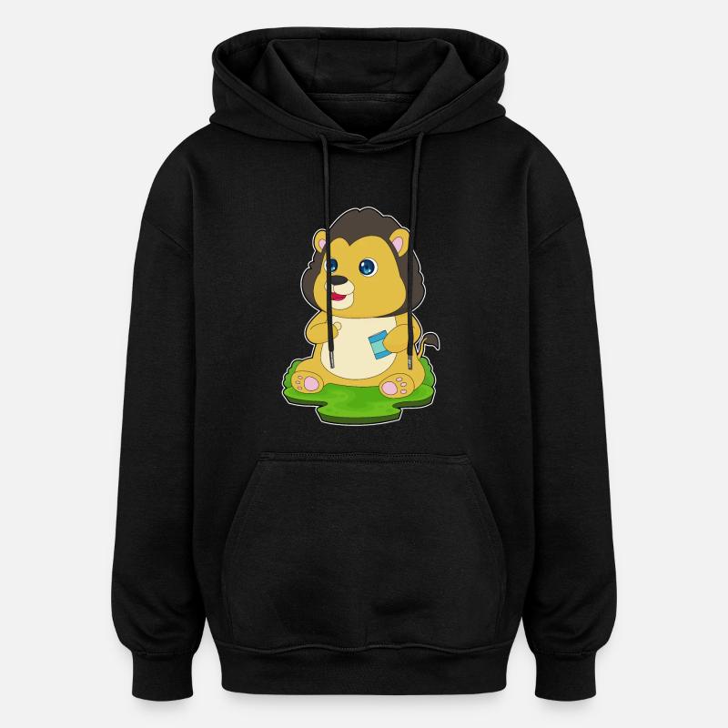 Croustilles Lion - Sweat à capuche oversize unisexe - noir