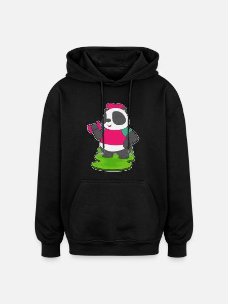 Panda Bodybuilder Dumbbell Bodybuilding - Oversized Unisex Hoodie - black