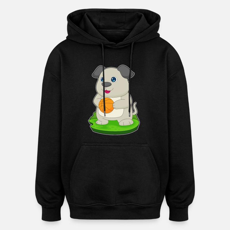 Chien Basketteur Basketteur - Sweat à capuche oversize unisexe - noir