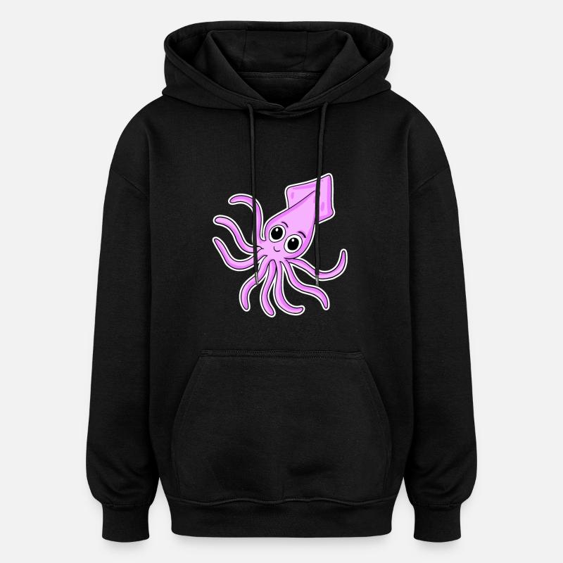 Poulpes - Sweat à capuche oversize unisexe - noir