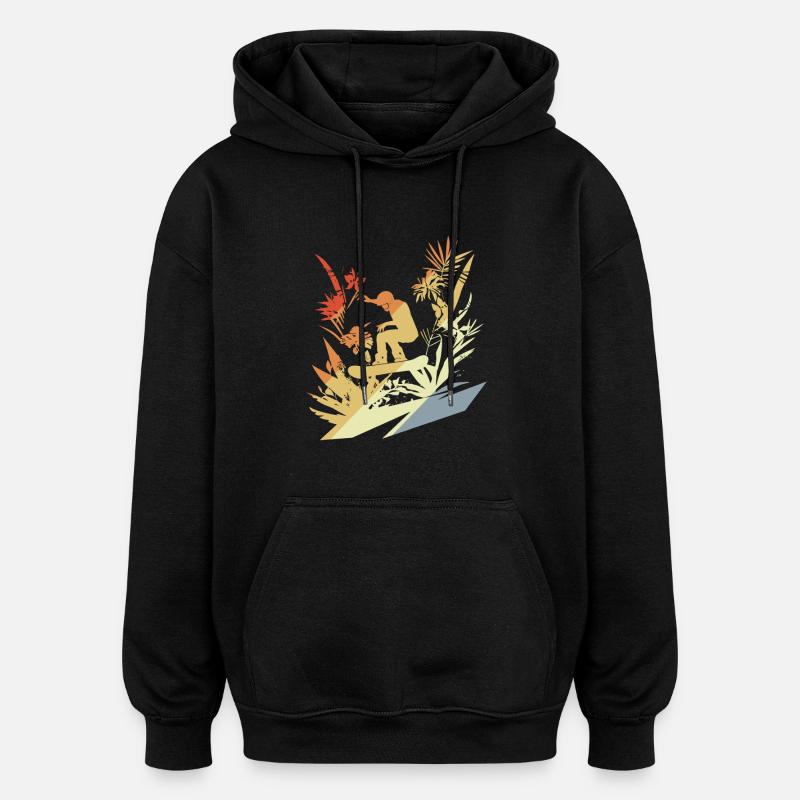 Snowboard rétro - Sweat à capuche oversize unisexe - noir