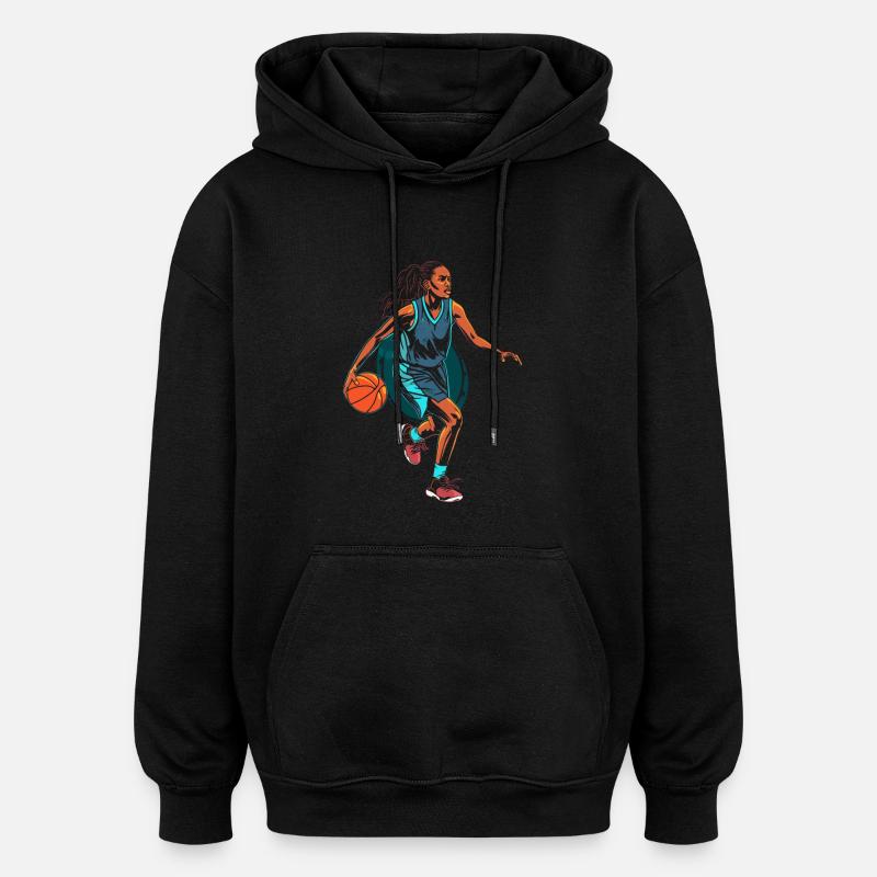 Basketteur - Sweat à capuche oversize unisexe - noir