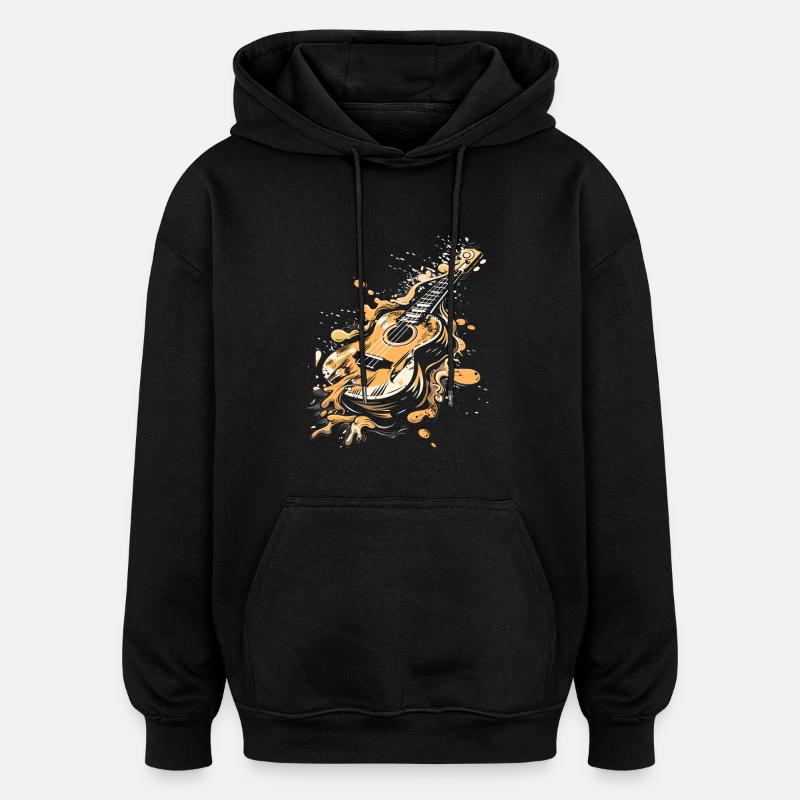 Ukulélé Graffiti - Sweat à capuche oversize unisexe - noir