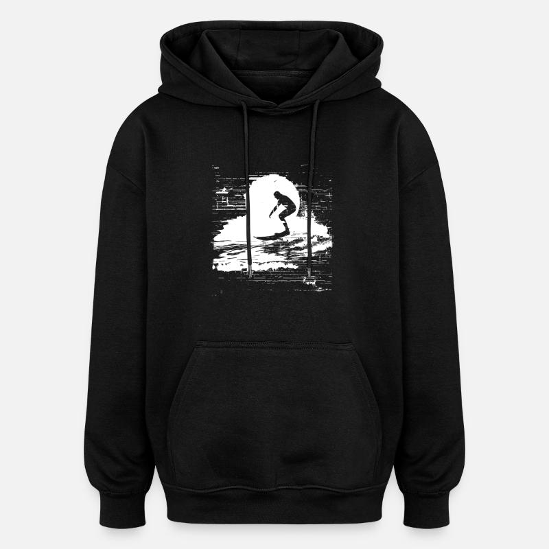 Croquis de surf - Sweat à capuche oversize unisexe - noir