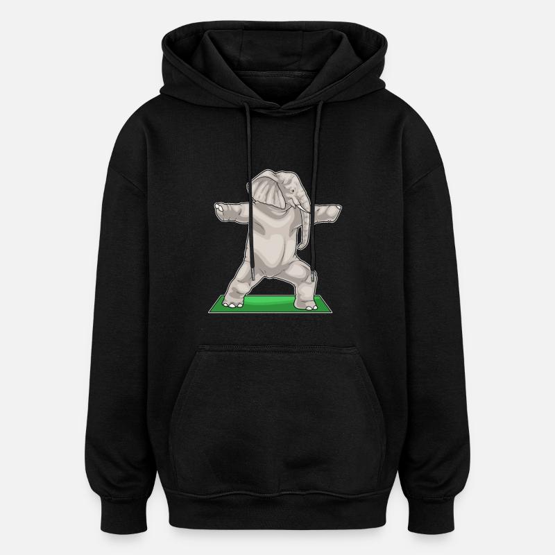 Tapis de yoga éléphant - Sweat à capuche oversize unisexe - noir