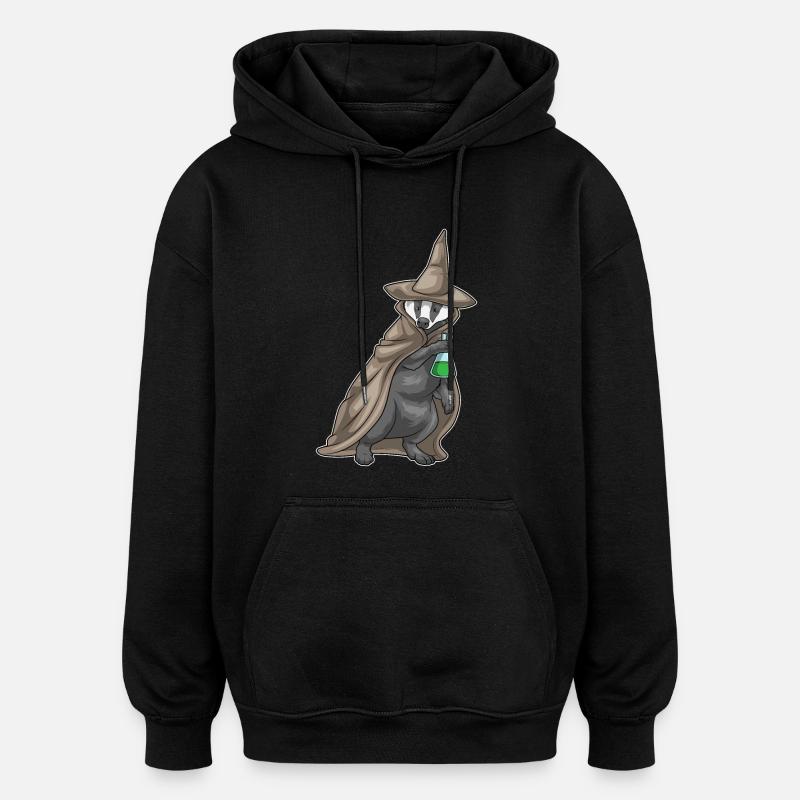 Blaireau Sorcière d’Halloween - Sweat à capuche oversize unisexe - noir