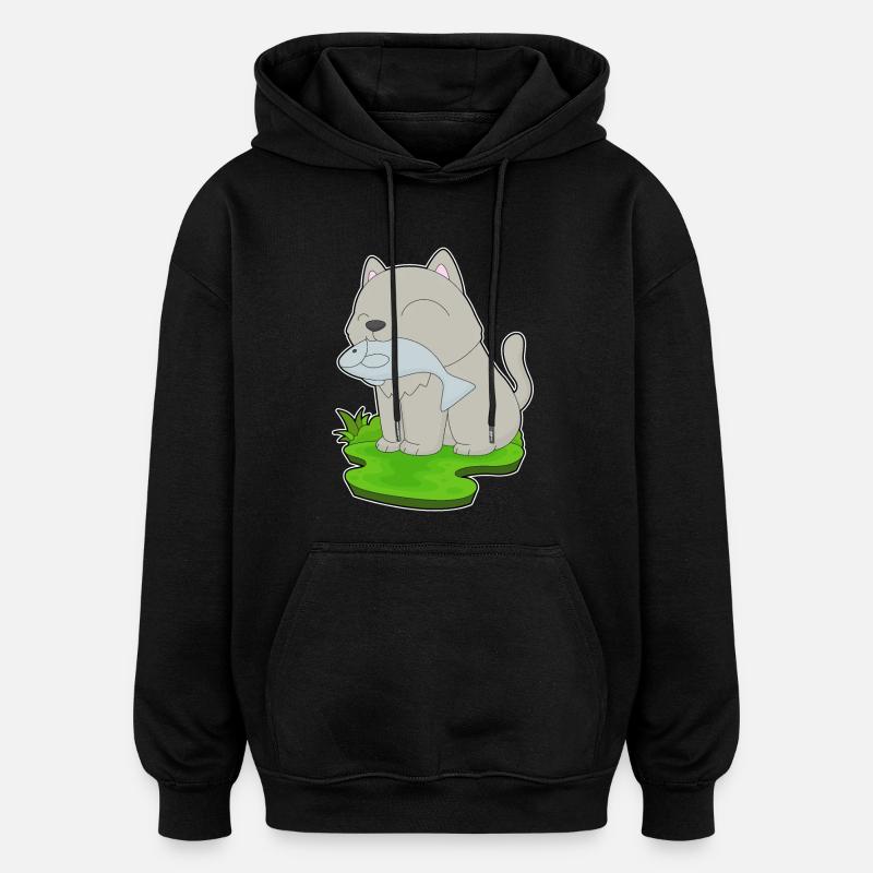 Pêche au chat pêcheur - Sweat à capuche oversize unisexe - noir