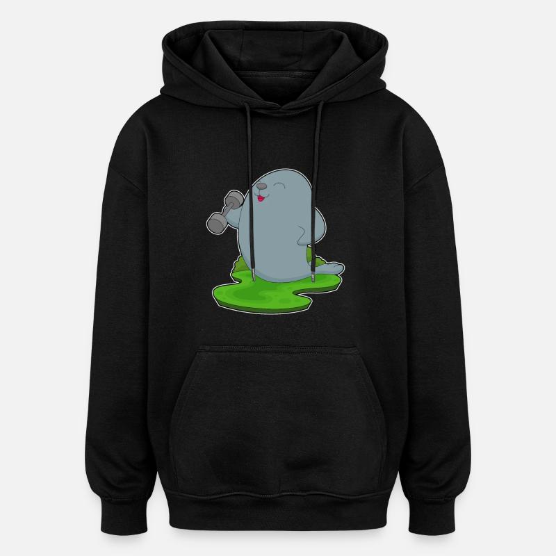 Seal Bodybuilder Haltère - Sweat à capuche oversize unisexe - noir