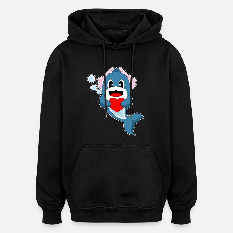 Dauphin Mariée Coeur Mariage - Sweat à capuche oversize unisexe - noir