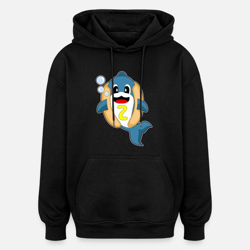 Hot-dog Dolphin - Sweat à capuche oversize unisexe - noir