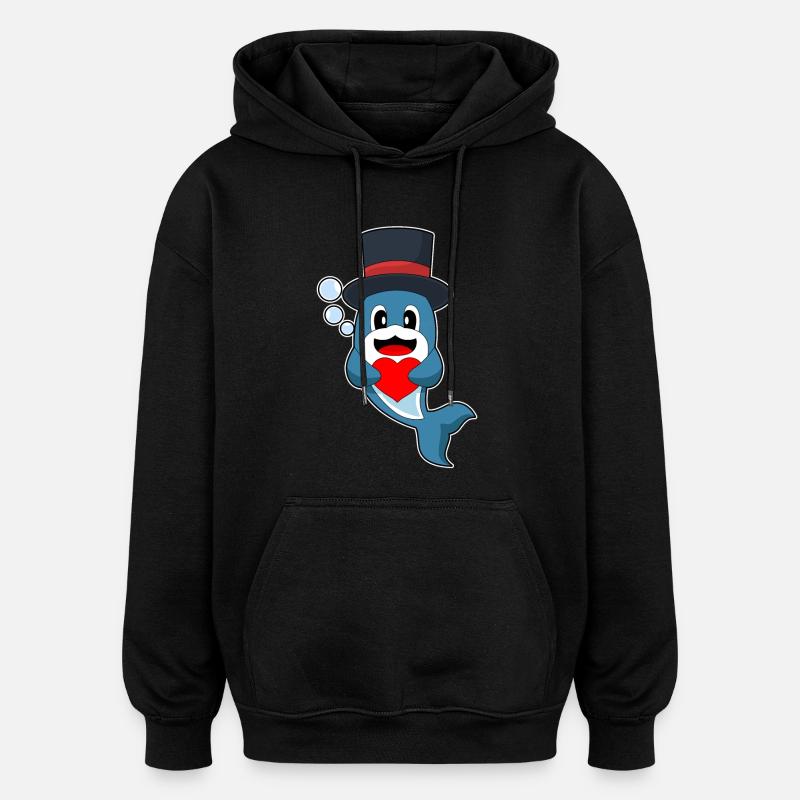 Dauphin Marié Coeur Mariage - Sweat à capuche oversize unisexe - noir