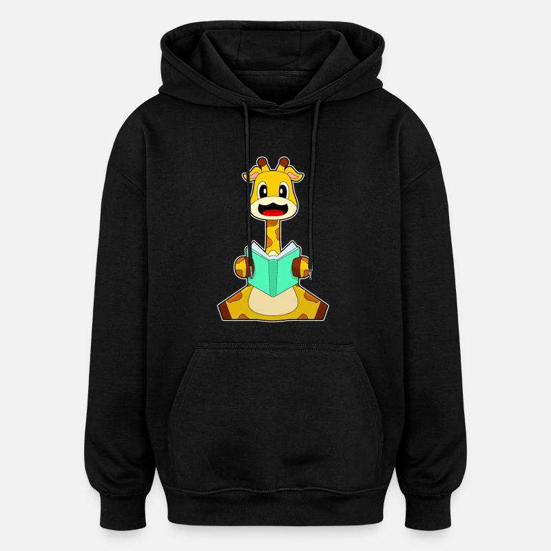Giraffe Nerd Buch - Oversized Unisex Hoodie - Schwarz
