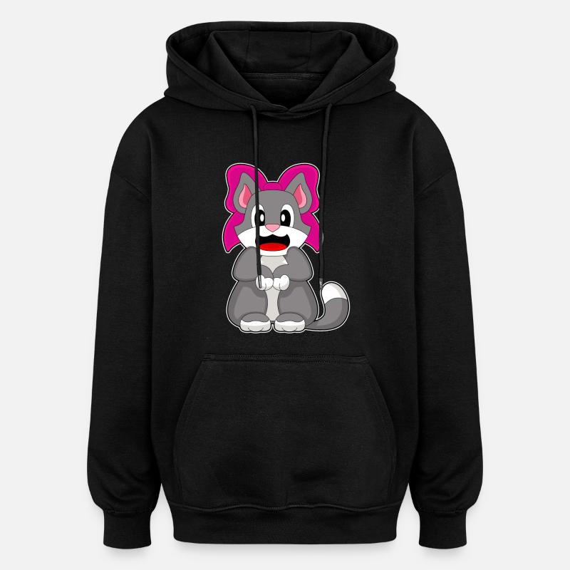 Cat Bow - Oversized Unisex Hoodie - black