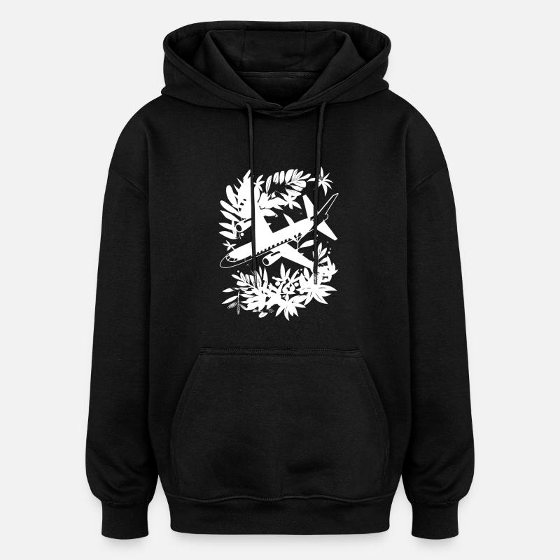 Style de bande dessinée d’avion - Sweat à capuche oversize unisexe - noir