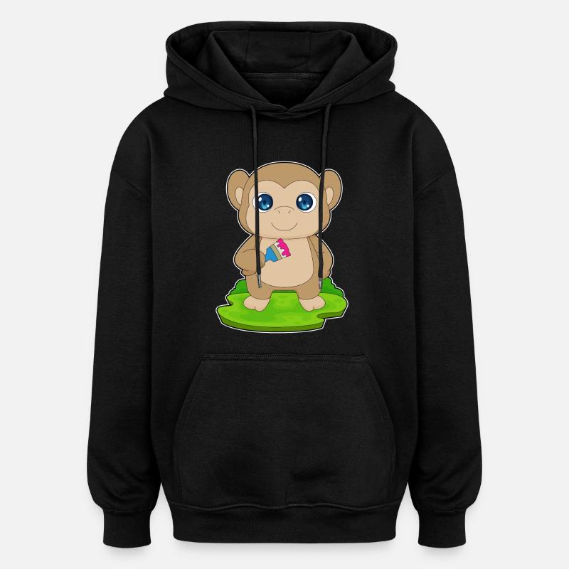 Singe Peintre Pinceau Peinture - Sweat à capuche oversize unisexe - noir