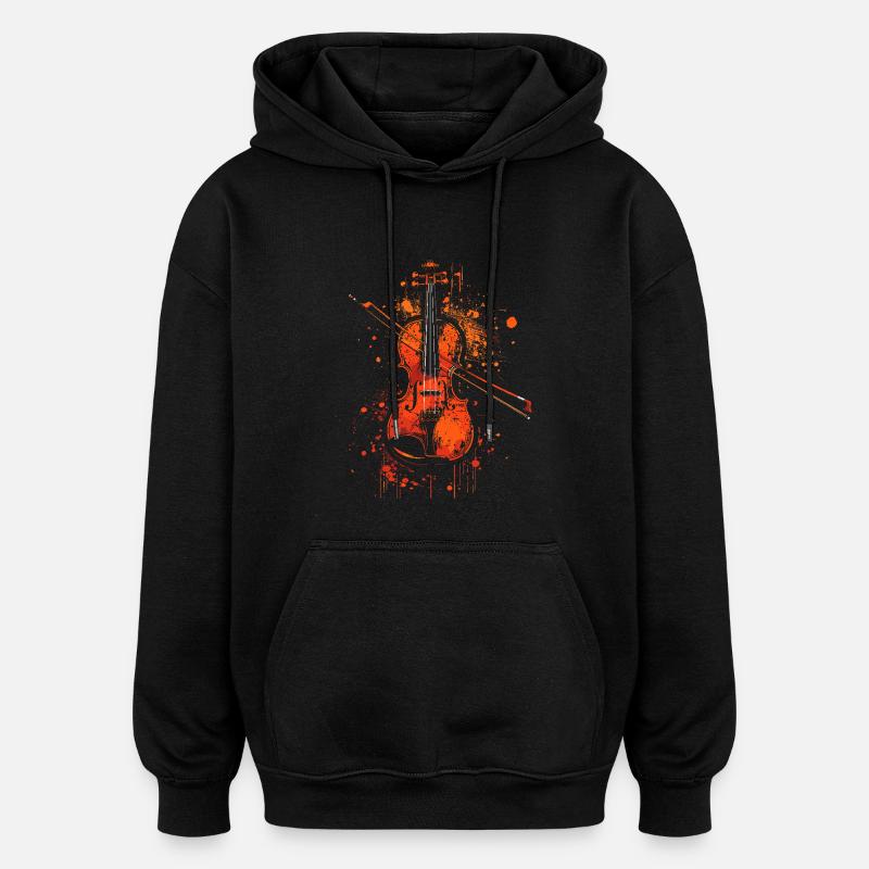 Graphisme violon - Sweat à capuche oversize unisexe - noir