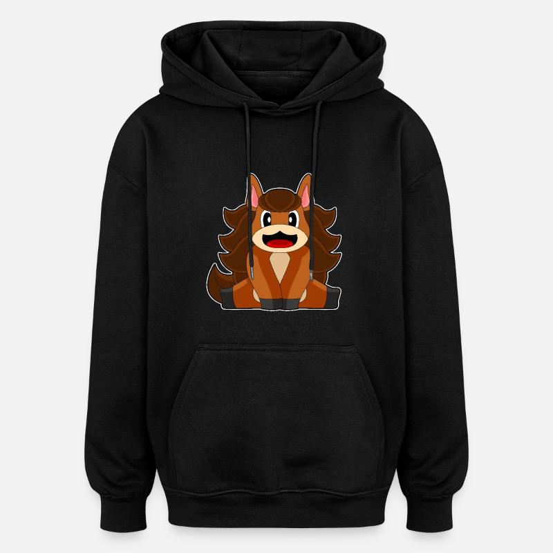Cheval poil long - Sweat à capuche oversize unisexe - noir