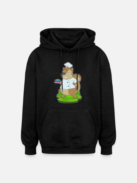Squirrel Birthday Cake - Oversized Unisex Hoodie - black
