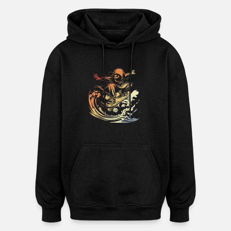 Skateboard Look Bande Dessinée - Sweat à capuche oversize unisexe - noir
