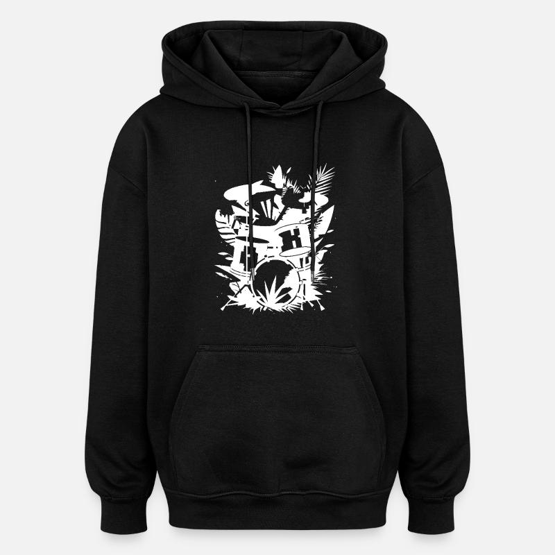 Graphiques de batterie - Sweat à capuche oversize unisexe - noir