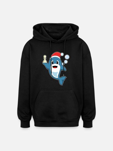 Dauphin Noël Échecs - Sweat à capuche oversize unisexe - noir
