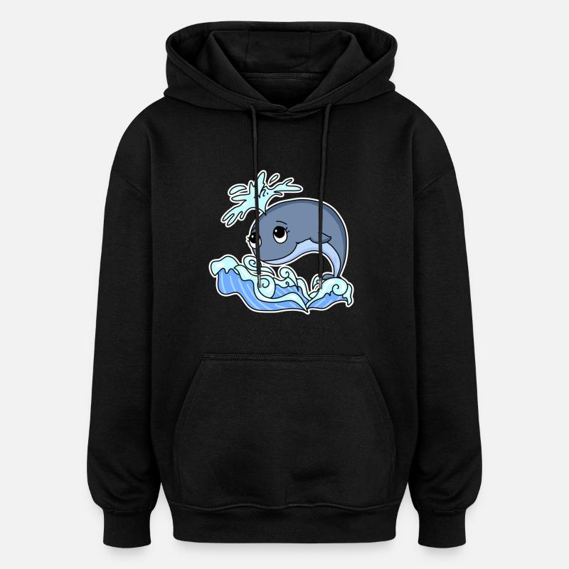 Baleine Animal Océan Graphique - Sweat à capuche oversize unisexe - noir
