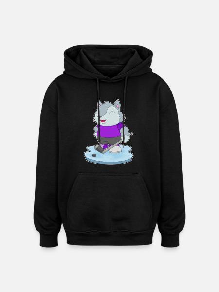 Wolf Eishockey Eishockeyschläger - Oversized Unisex Hoodie - Schwarz