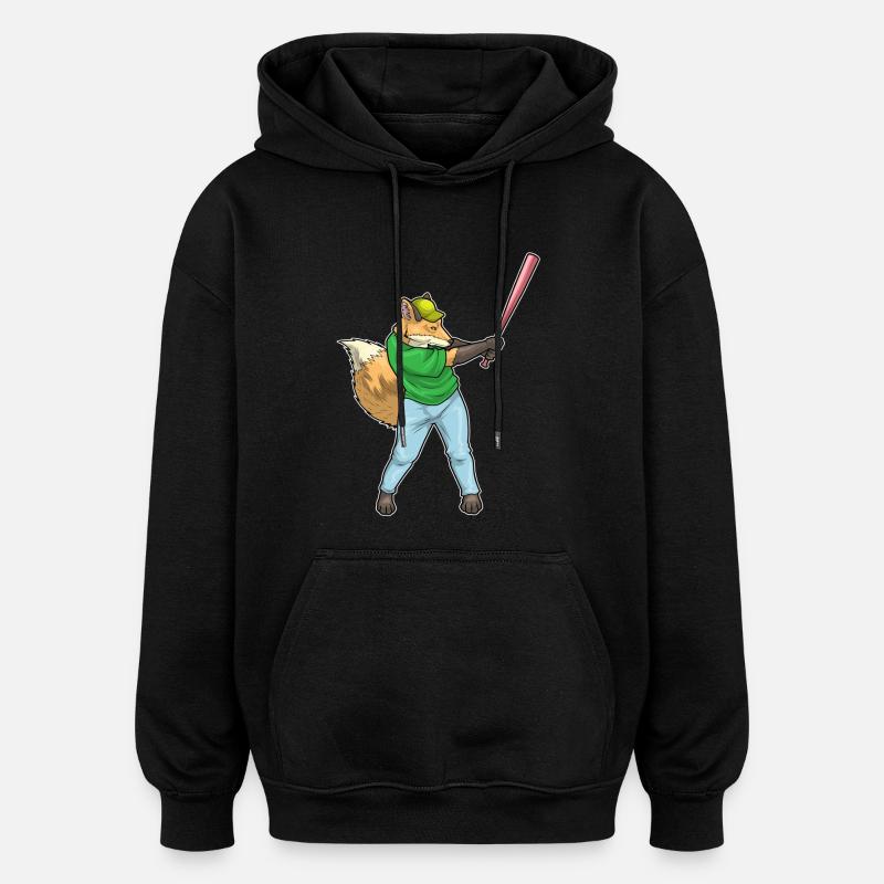 Fuchs Baseball Baseballschläger - Oversized Unisex Hoodie - Schwarz