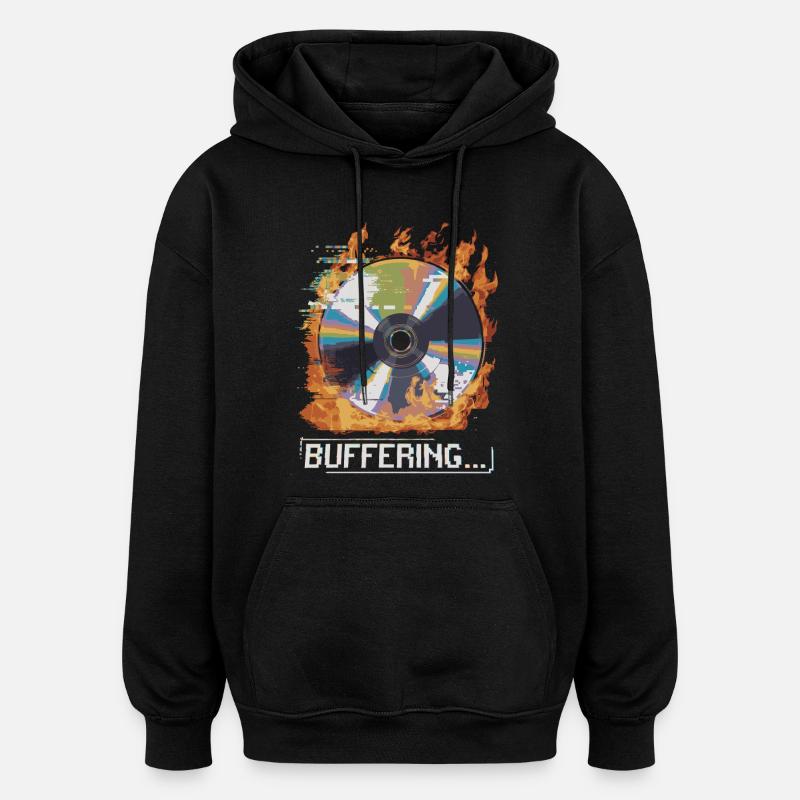 Pufferung... Flamingo Glitched CD Retro Design - Oversized Unisex Hoodie - Schwarz